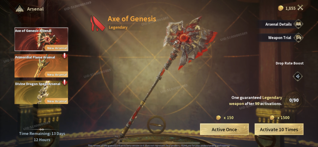 Preview - Assassin's Creed Codename Jade - Foto exibe menu para roletar armas lendárias
