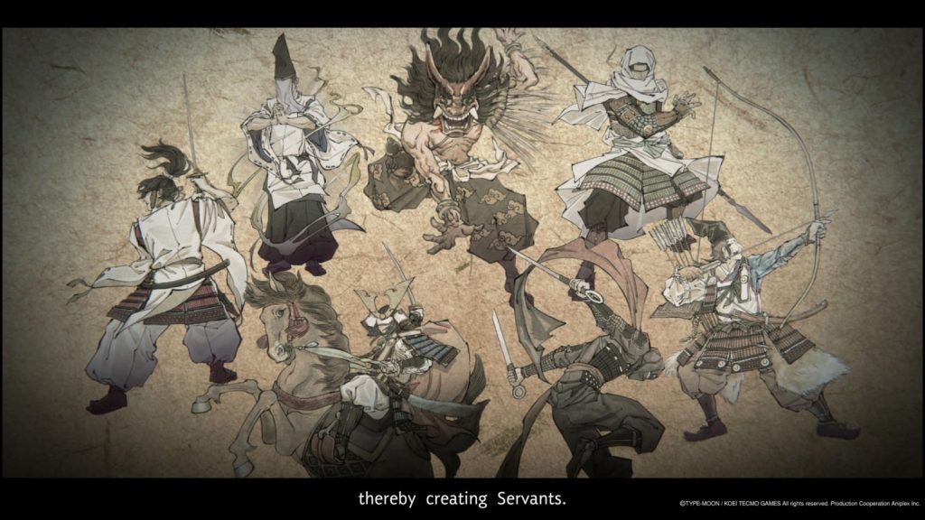 Representação dos sete vassalos para 
o Review Fate Samurai Remnant
