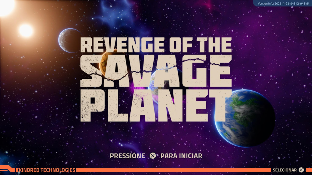 Imagem mostrando a tela inicial do jogo nesta Review de Revenge of Savage Planet