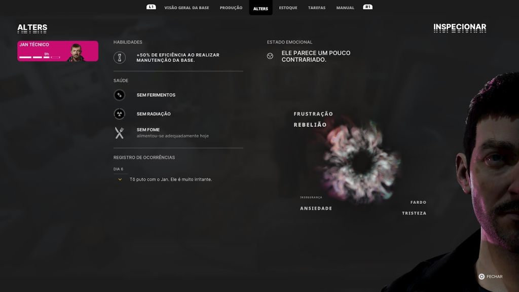 menu importante nesta Review de The Alters