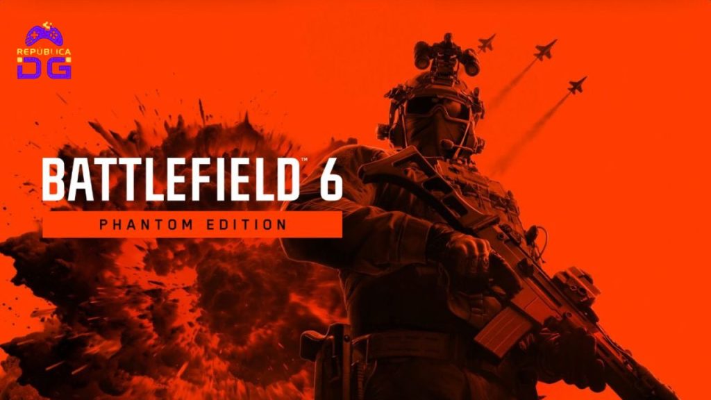 Imagem promocional da Edição Phantom de Battlefield 6 com os itens do Pacote Lápide e recompensas do Pelotão Phantom, incluindo skins, armas e dog tags.