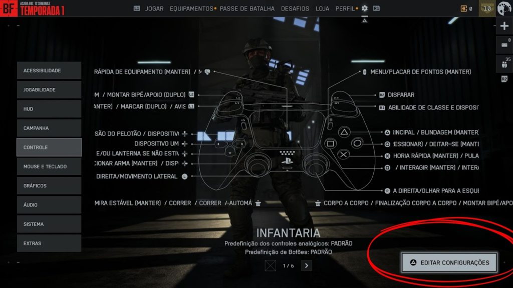 REDSEC configurações controle gráficos
