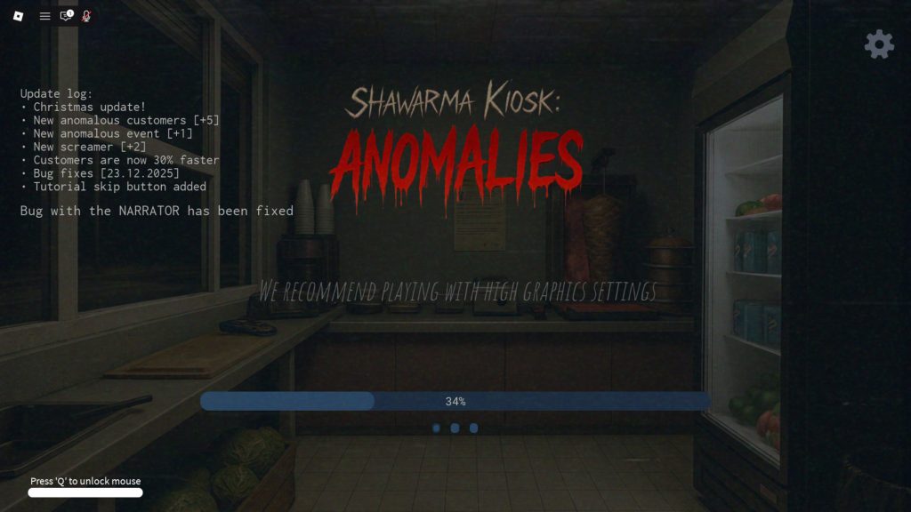 Roblox - Guia de controles em Scary Shawarma Kiosk The Anomaly