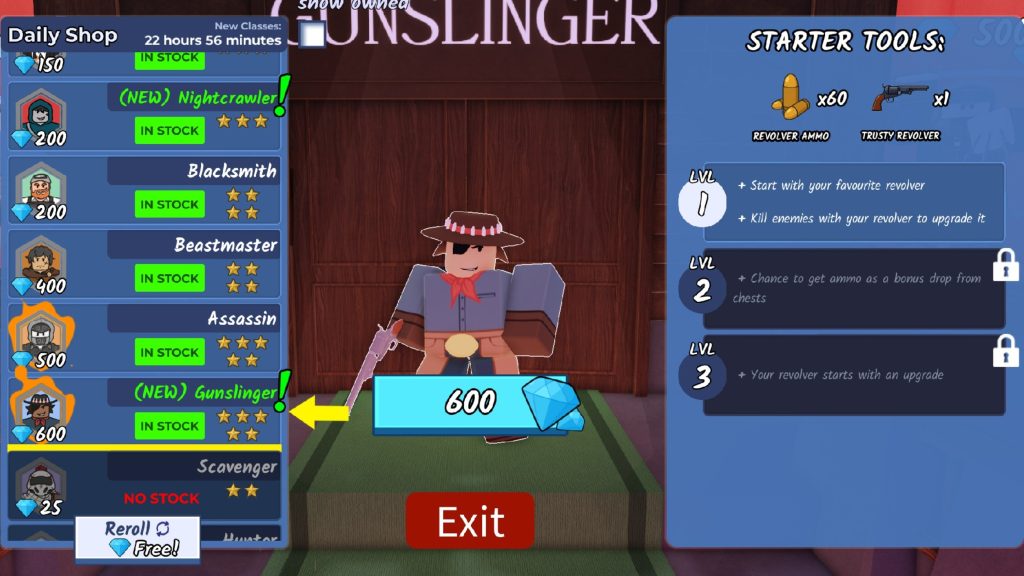 Roblox - Guia da Classe Pistoleiro em 99 Noites na Floresta