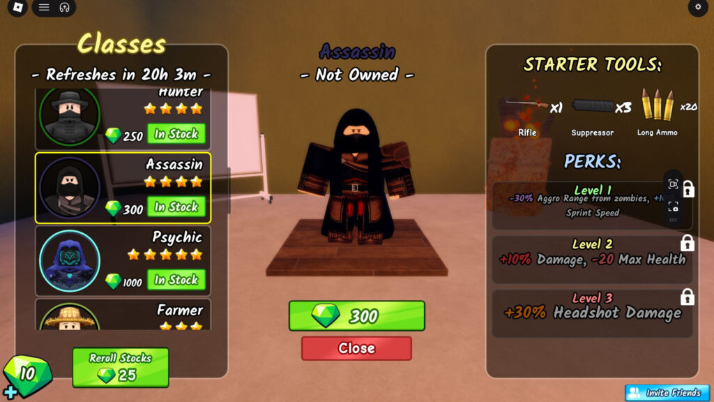 Roblox - Guia da Classe Assassino em Survive the Apocalypse