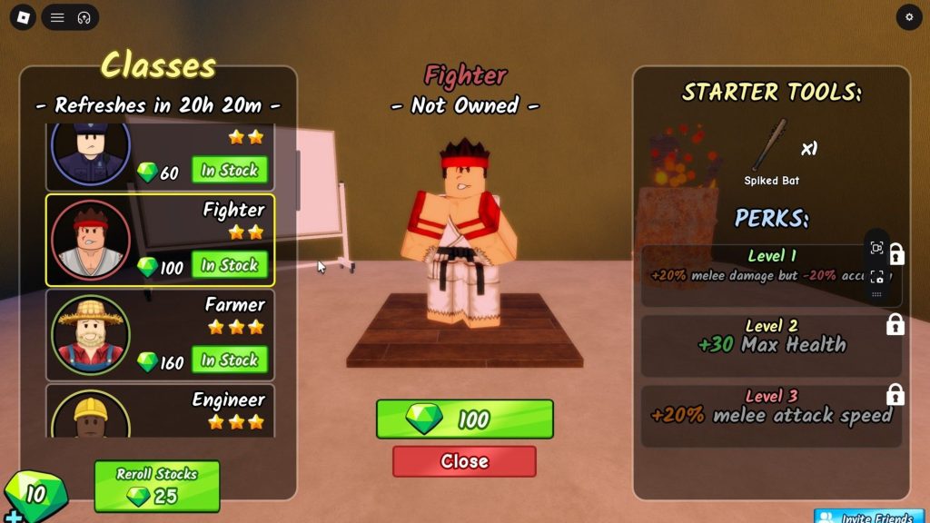 Roblox - Guia da Classe Lutador em Survive the Apocalypse