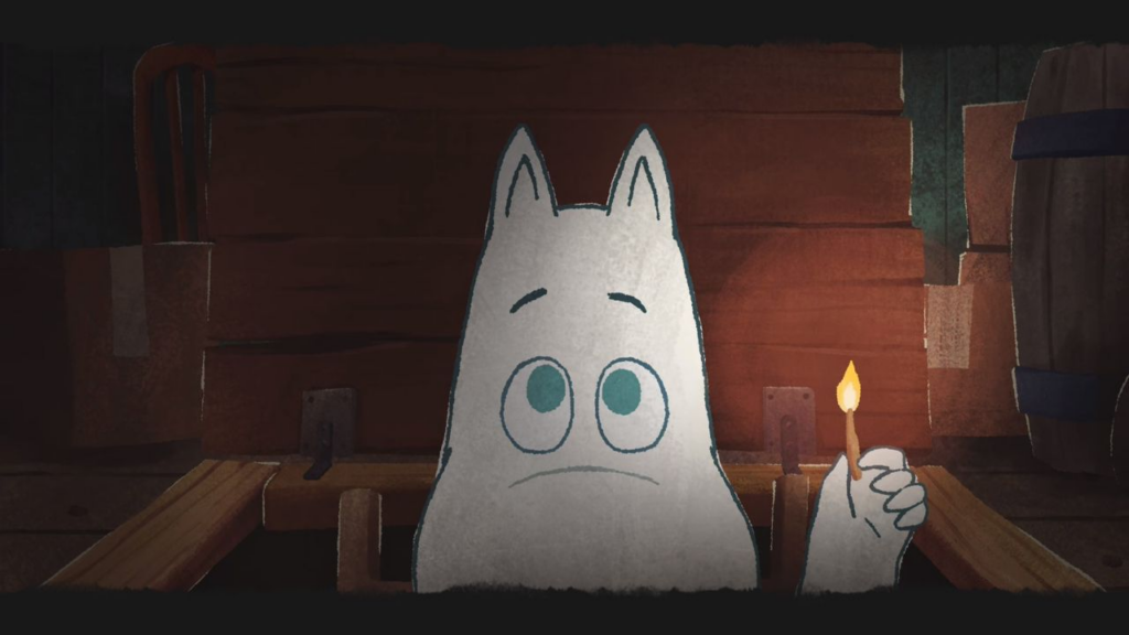 Moomintroll acendendo um fosforo