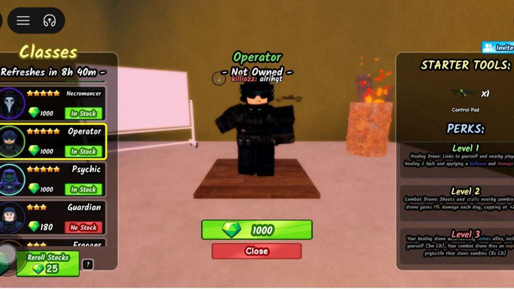 Roblox - Como desbloquear e usar a Classe Operador em Survive the Apocalypse