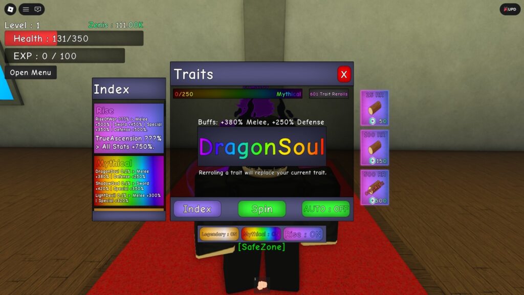 Roblox - Todos os Traços em Rise Piece