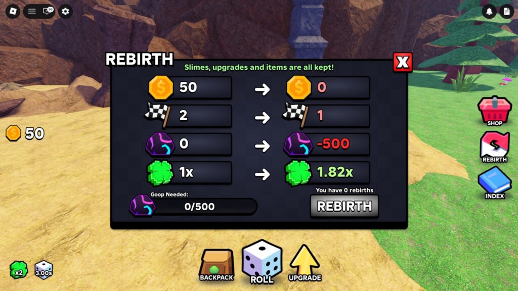 Roblox - Guia de Renascimento em Slime RNG