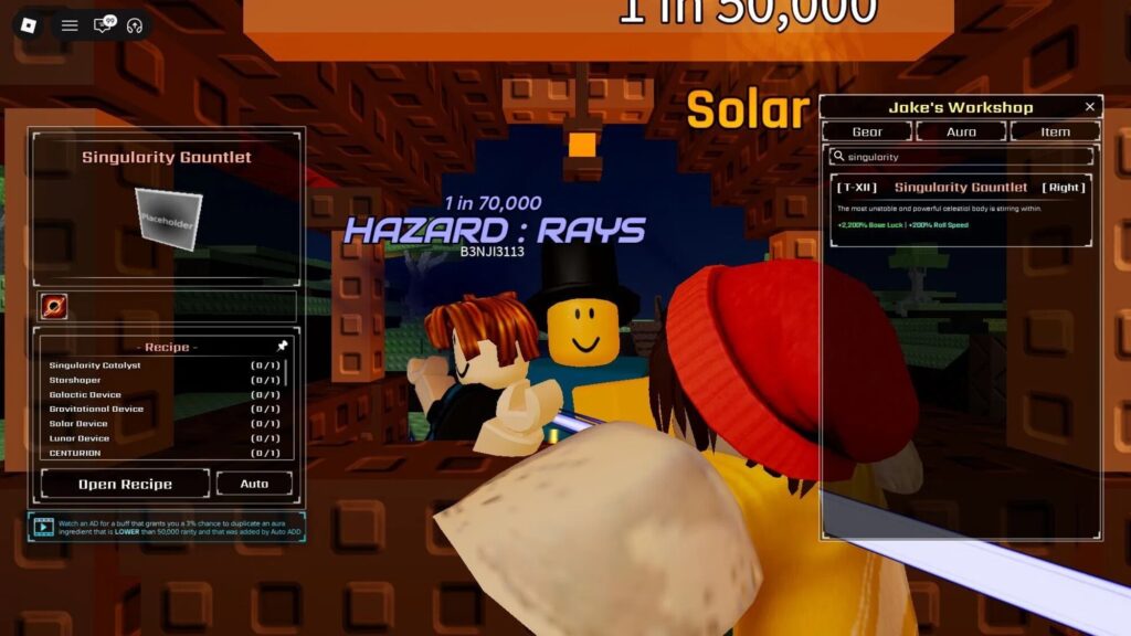 Roblox - Como conseguir a Manopla da Singularidade em Sol’s RNG