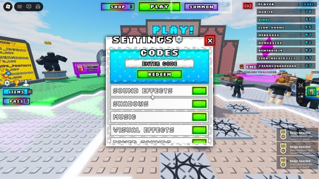 Roblox - Códigos de Noob Tower Defense (maio de 2026)