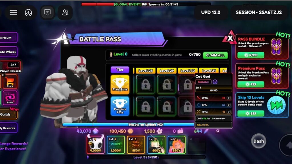 Roblox - Como pegar e evoluir o Deus Gato em Anime Vanguards