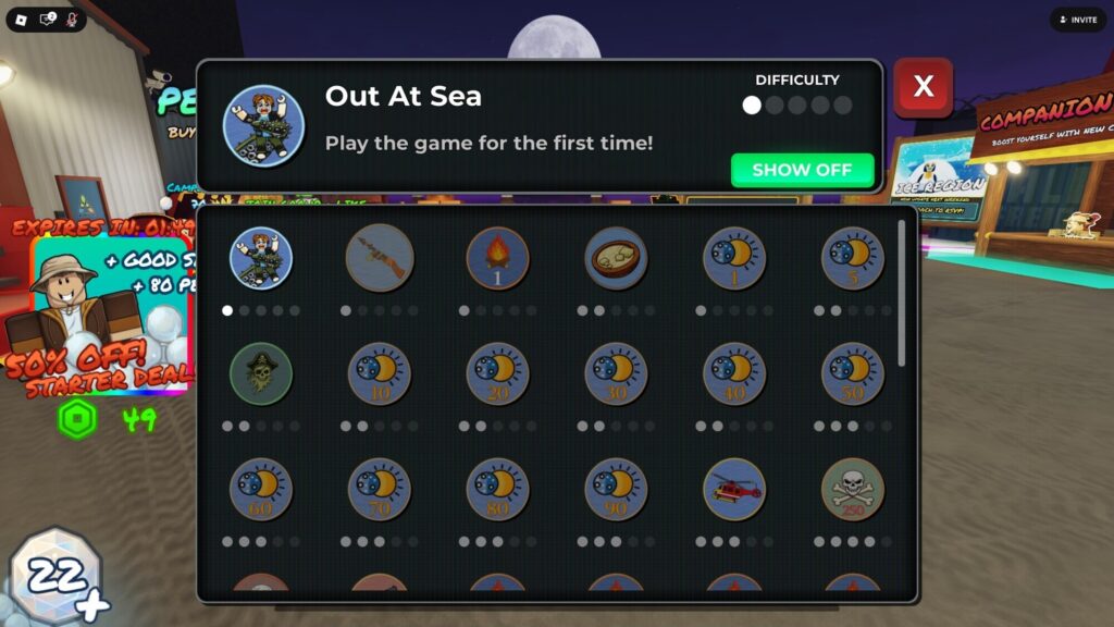 Roblox - Guia completo de conquistas em 100 Days at Sea