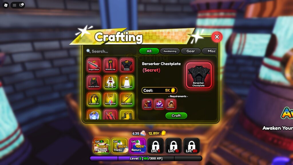 Roblox - Todos os Equipamentos em Anime Squadron