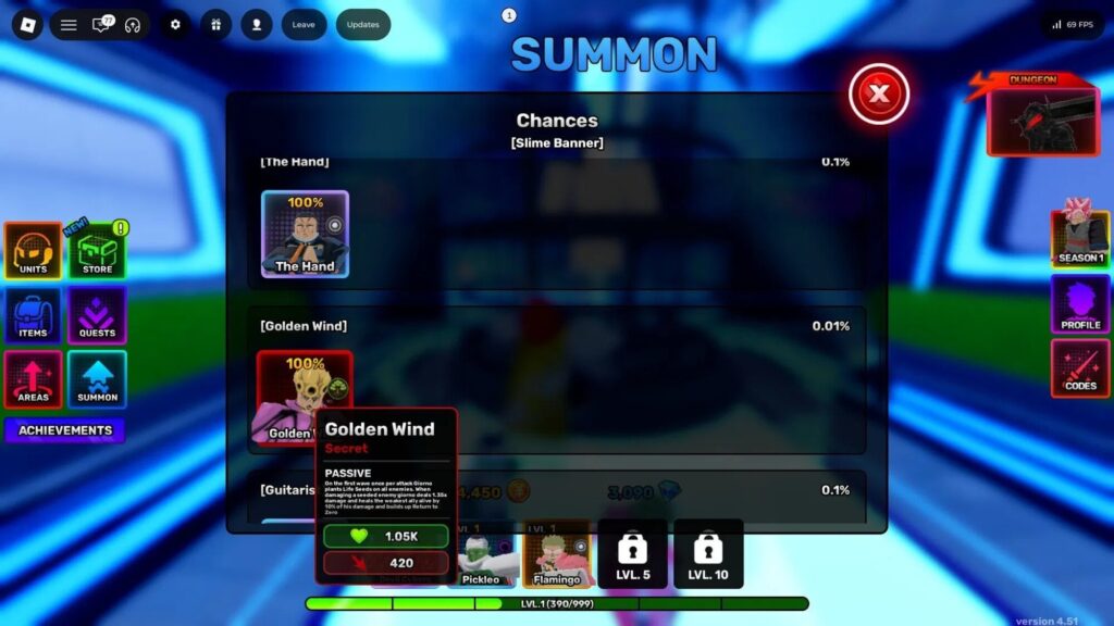 Roblox - Como conseguir e evoluir Golden Wind em Anime Story 2