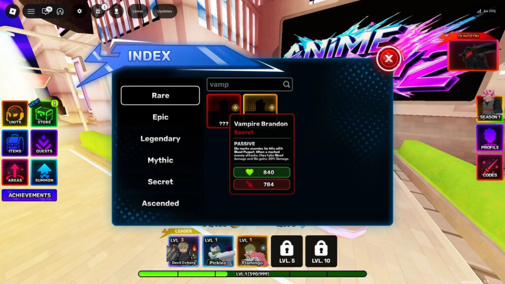 Roblox - Como conseguir e evoluir o Vampiro Brandon em Anime Story 2