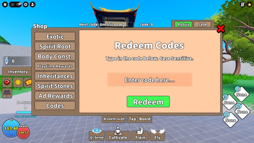 Roblox - Códigos de Cultivation Dao Online (julho 2026)