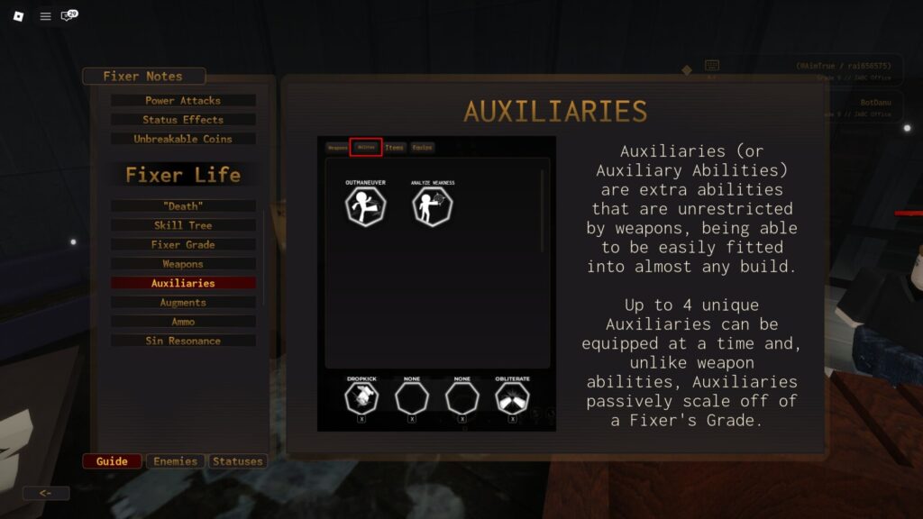 Roblox - Todas as habilidades auxiliares em Purgatorio