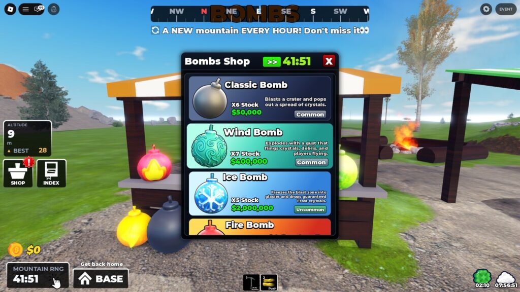 Roblox - Todos as Bombas em Mine a Mountain