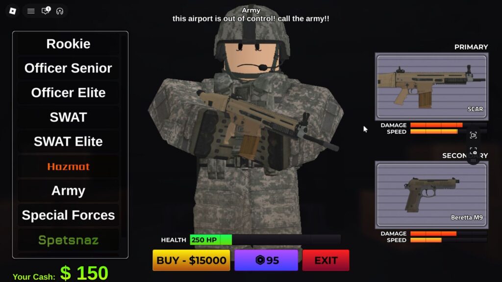 Roblox - Guia Completo da Classe Exército em Secure the Airport